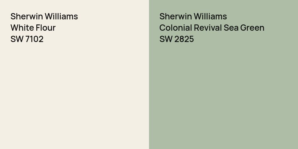 Sherwin Williams White Flour vs. Sherwin Williams Colonial Revival Sea Green