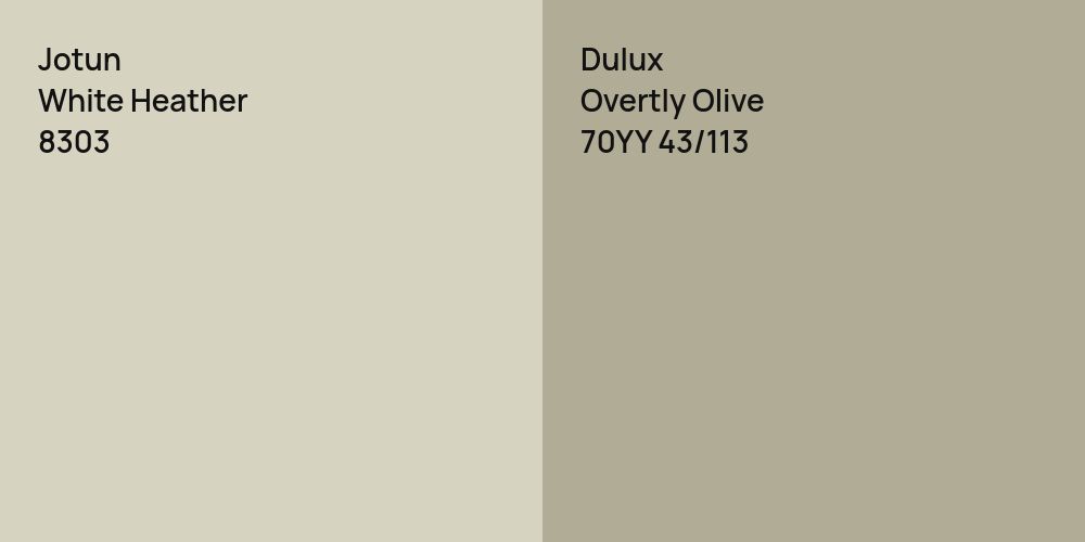 Jotun White Heather vs. Dulux Overtly Olive