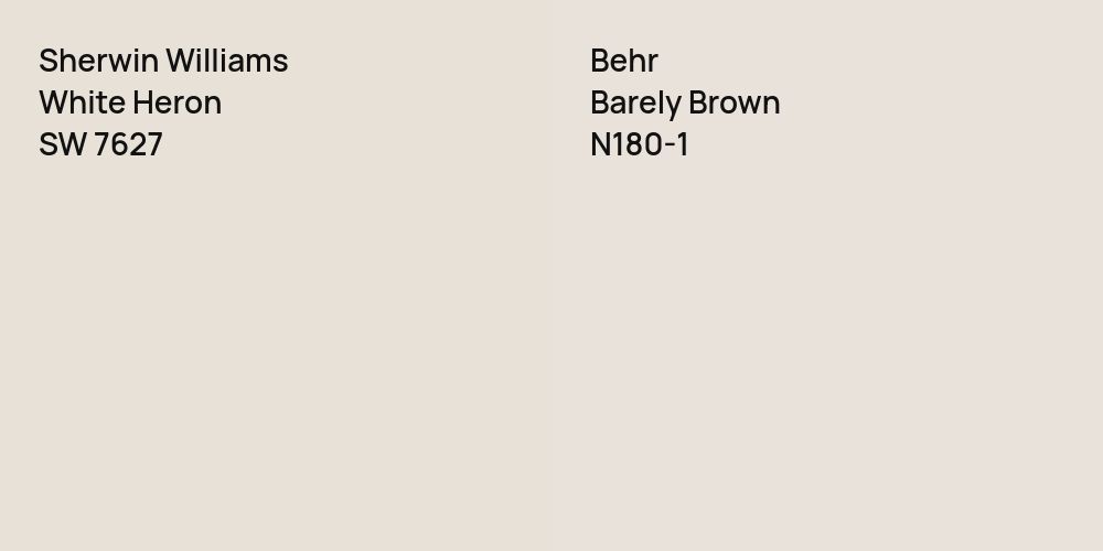 Sherwin Williams White Heron vs. Behr Barely Brown