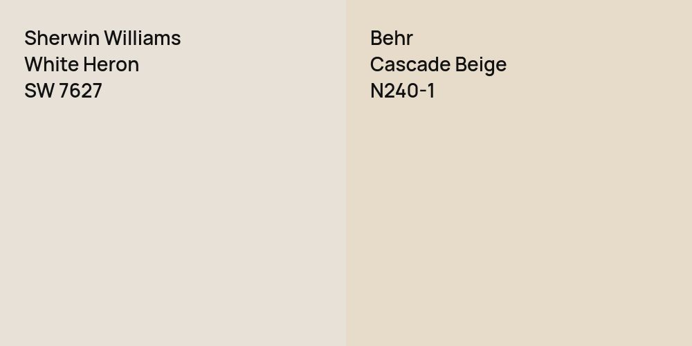 Sherwin Williams White Heron vs. Behr Cascade Beige