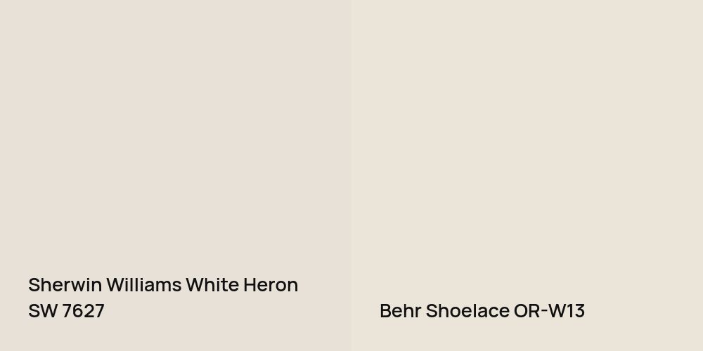 Sherwin Williams White Heron vs. Behr Shoelace