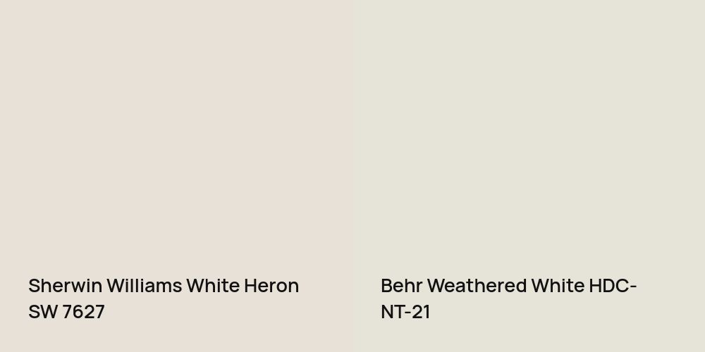 Sherwin Williams White Heron vs. Behr Weathered White