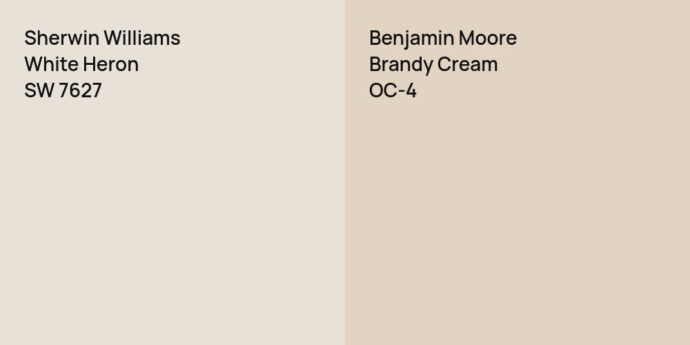 Sherwin Williams White Heron vs. Benjamin Moore Brandy Cream