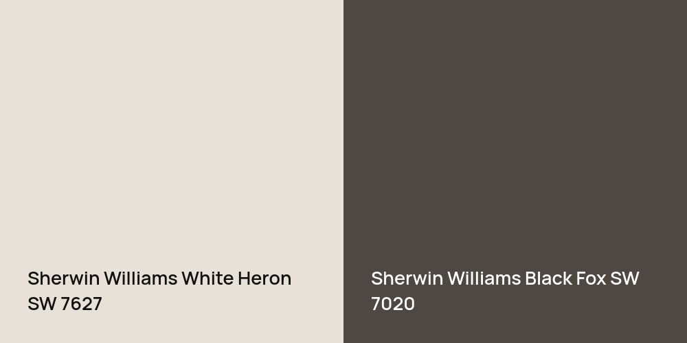 Sherwin Williams White Heron vs. Sherwin Williams Black Fox