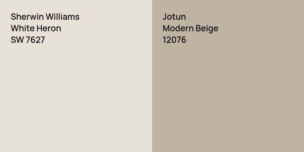 Sherwin Williams White Heron vs. Jotun Modern Beige