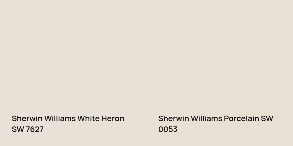 Sherwin Williams White Heron vs. Sherwin Williams Porcelain