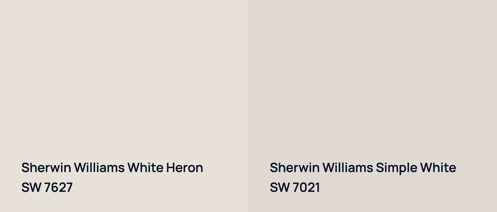 Sherwin Williams White Heron SW 7627 vs Sherwin Williams Simple White SW 7021