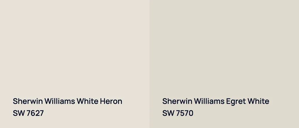Sherwin Williams White Heron SW 7627 vs Sherwin Williams Egret White SW 7570