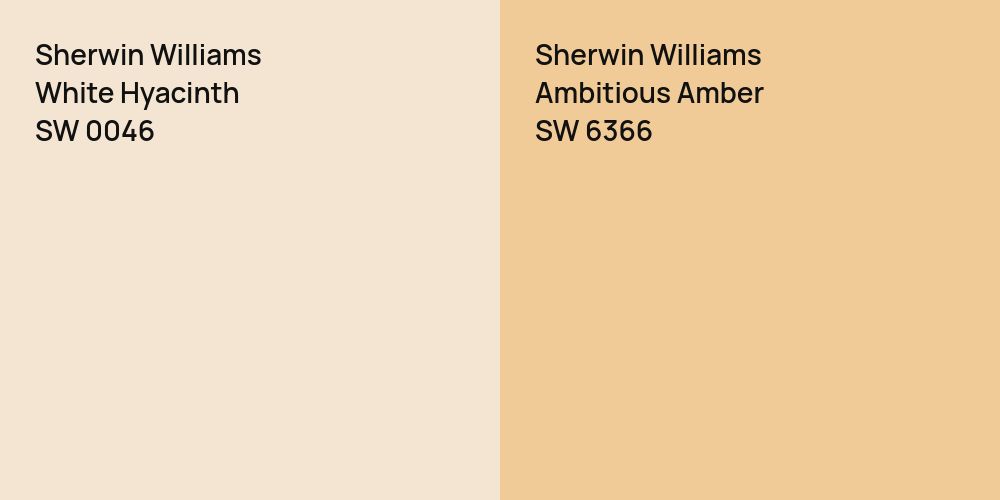 Sherwin Williams White Hyacinth vs. Sherwin Williams Ambitious Amber