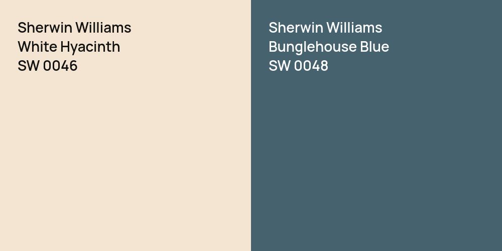 Sherwin Williams White Hyacinth vs. Sherwin Williams Bunglehouse Blue