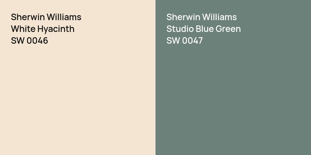 Sherwin Williams White Hyacinth vs. Sherwin Williams Studio Blue Green