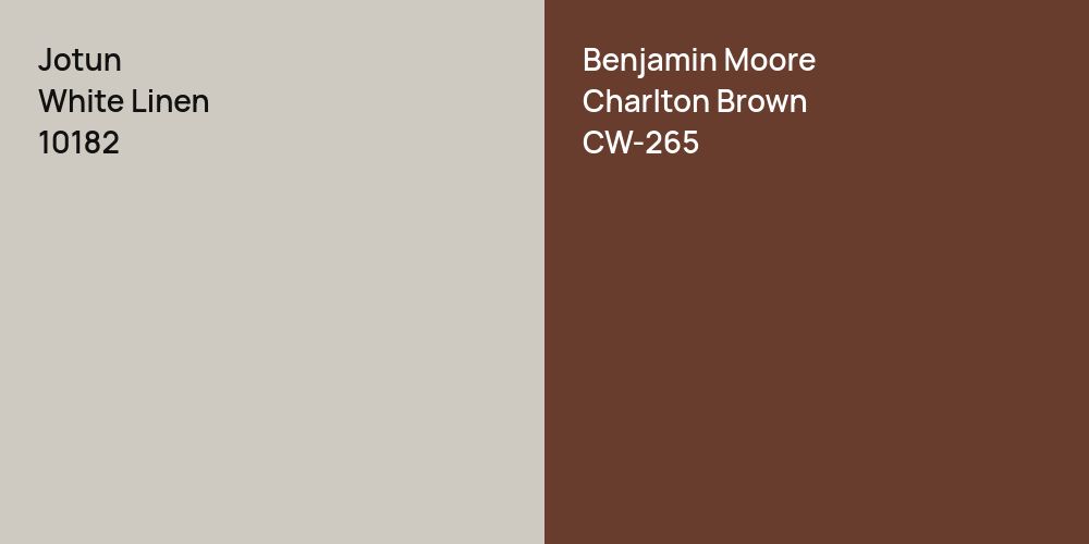 Jotun White Linen vs. Benjamin Moore Charlton Brown