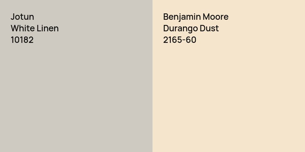 Jotun White Linen vs. Benjamin Moore Durango Dust