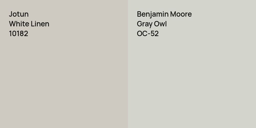 Jotun White Linen vs. Benjamin Moore Gray Owl