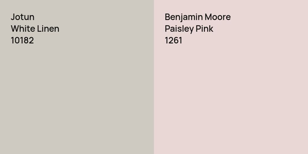 Jotun White Linen vs. Benjamin Moore Paisley Pink