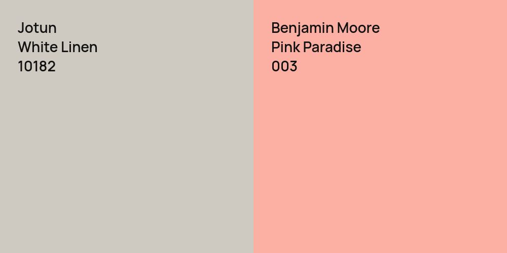 Jotun White Linen vs. Benjamin Moore Pink Paradise