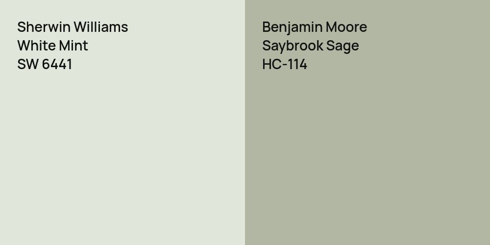 Sherwin Williams White Mint vs. Benjamin Moore Saybrook Sage