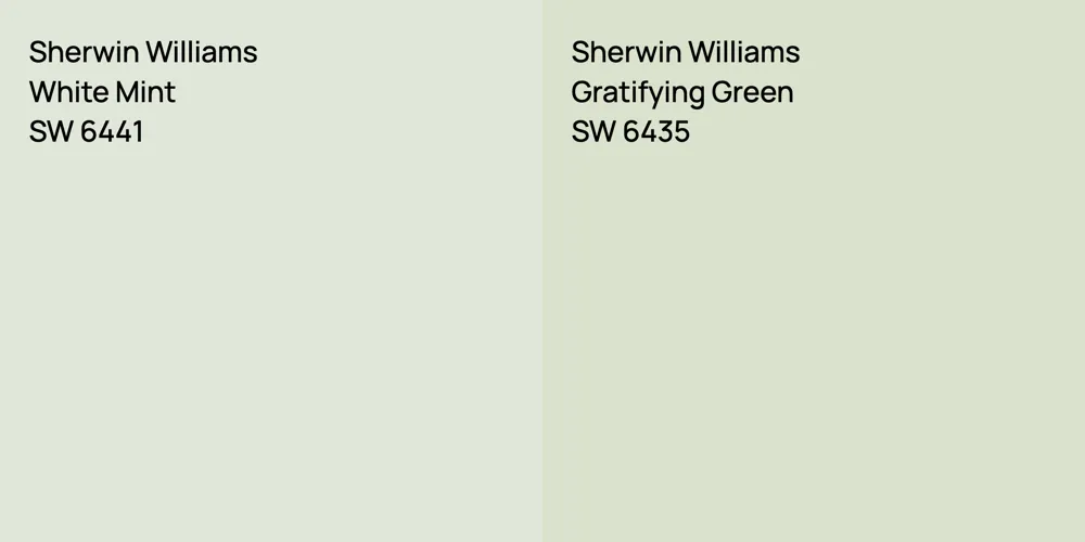 Sherwin Williams White Mint vs. Sherwin Williams Gratifying Green