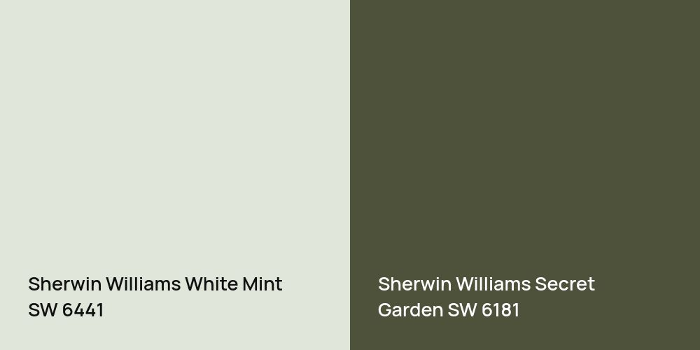 Sherwin Williams White Mint vs. Sherwin Williams Secret Garden