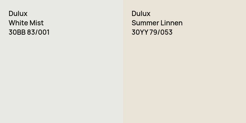 Dulux White Mist vs. Dulux Summer Linnen