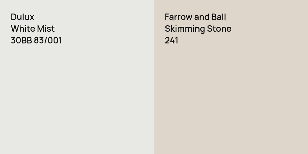 Dulux White Mist vs. Farrow and Ball Skimming Stone