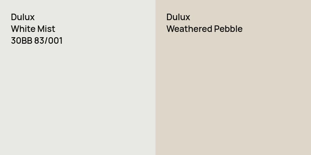 Dulux White Mist vs. Dulux Weathered Pebble