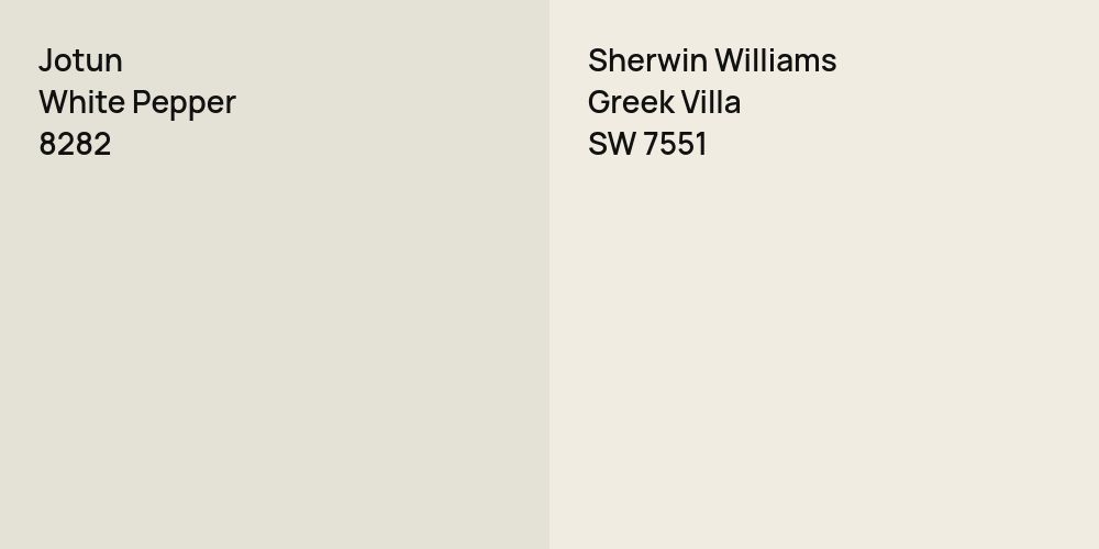 Jotun White Pepper vs. Sherwin Williams Greek Villa