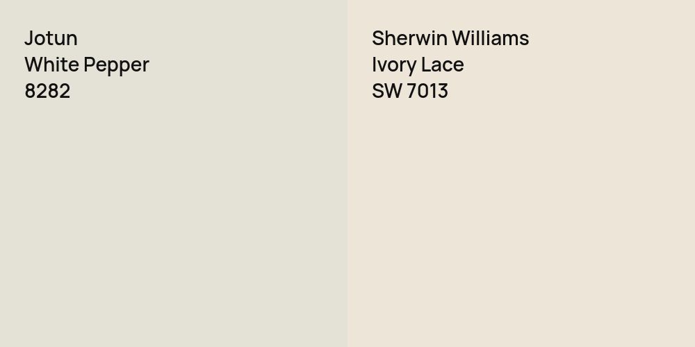 Jotun White Pepper vs. Sherwin Williams Ivory Lace