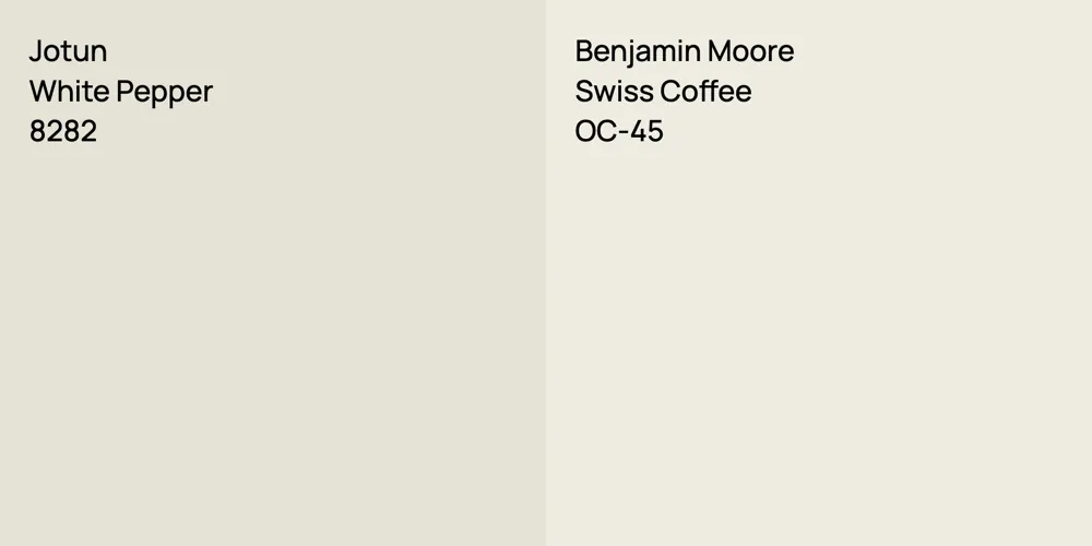 Jotun White Pepper vs. Benjamin Moore Swiss Coffee