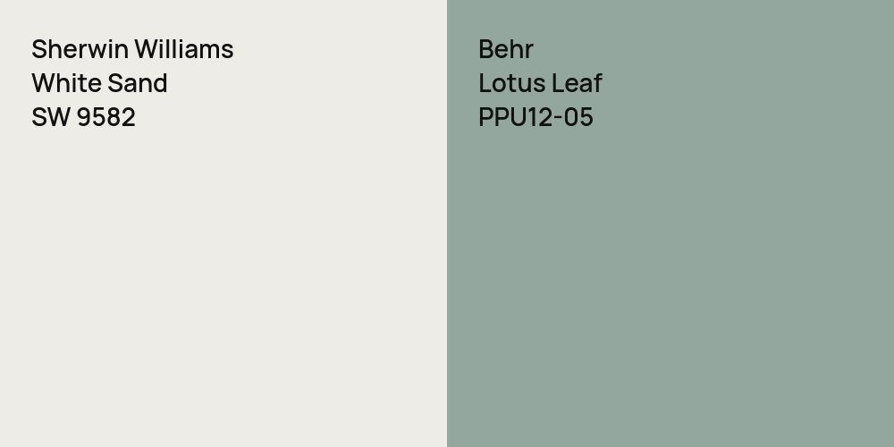 Sherwin Williams White Sand vs. Behr Lotus Leaf