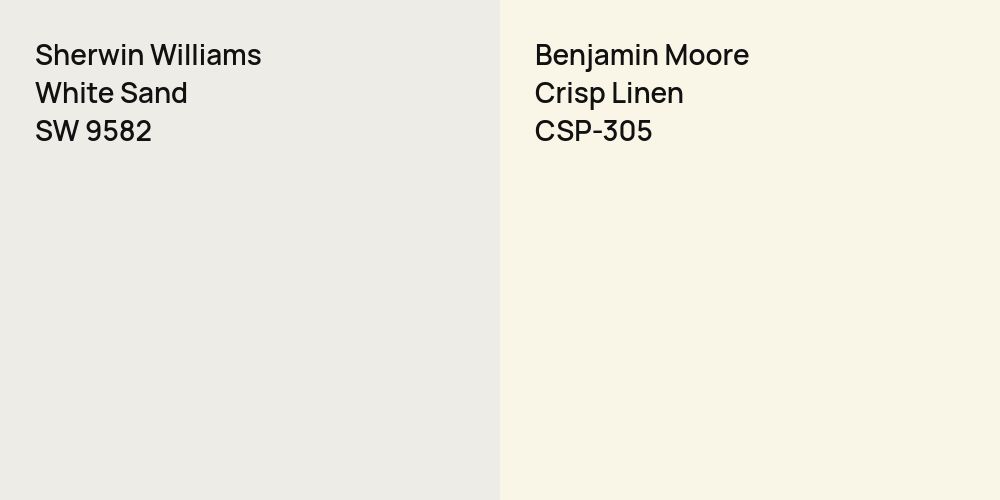 Sherwin Williams White Sand vs. Benjamin Moore Crisp Linen