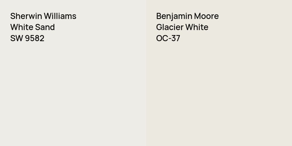 Sherwin Williams White Sand vs. Benjamin Moore Glacier White