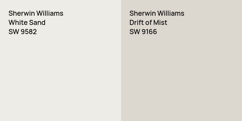 Sherwin Williams White Sand vs. Sherwin Williams Drift of Mist