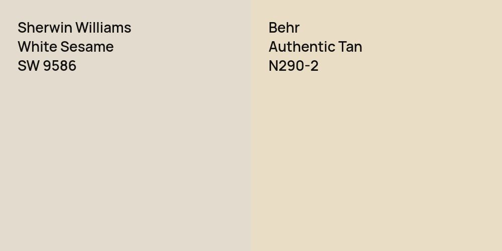 Sherwin Williams White Sesame vs. Behr Authentic Tan