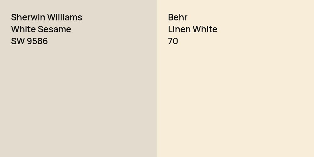 Sherwin Williams White Sesame vs. Behr Linen White