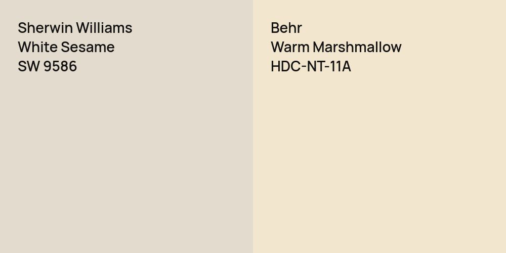 Sherwin Williams White Sesame vs. Behr Warm Marshmallow