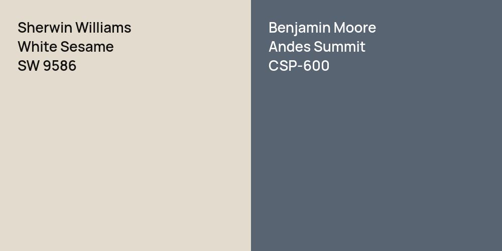 Sherwin Williams White Sesame vs. Benjamin Moore Andes Summit