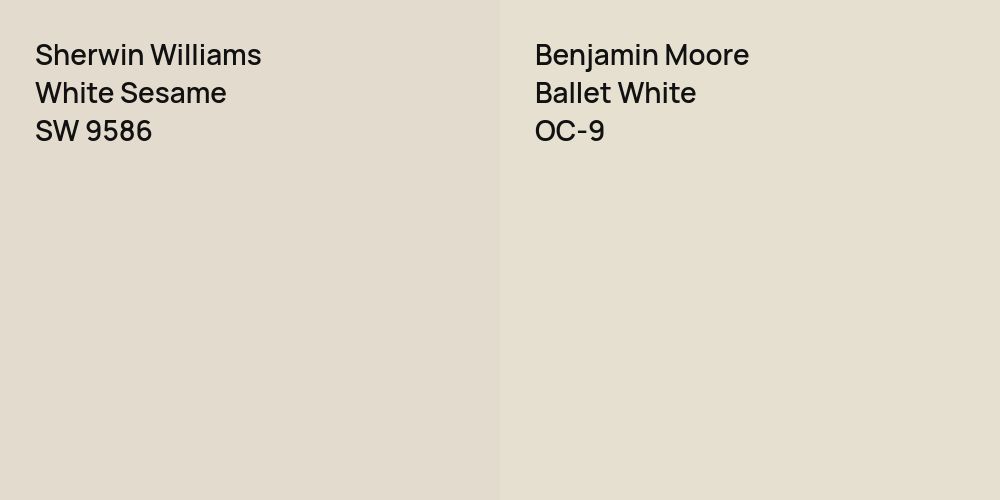 Sherwin Williams White Sesame vs. Benjamin Moore Ballet White