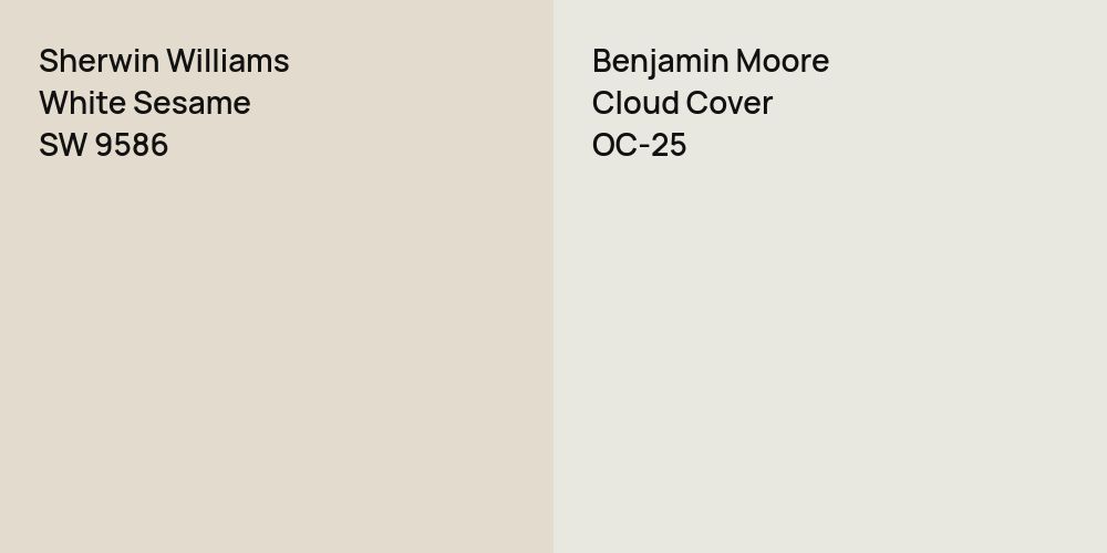 Sherwin Williams White Sesame vs. Benjamin Moore Cloud Cover