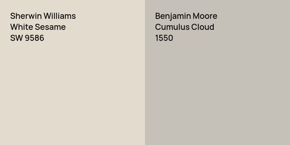 Sherwin Williams White Sesame vs. Benjamin Moore Cumulus Cloud