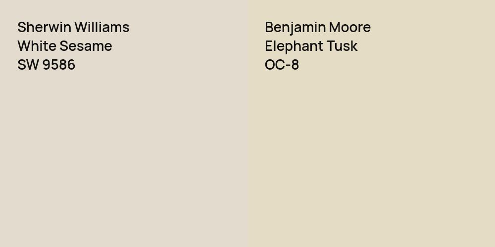 Sherwin Williams White Sesame vs. Benjamin Moore Elephant Tusk