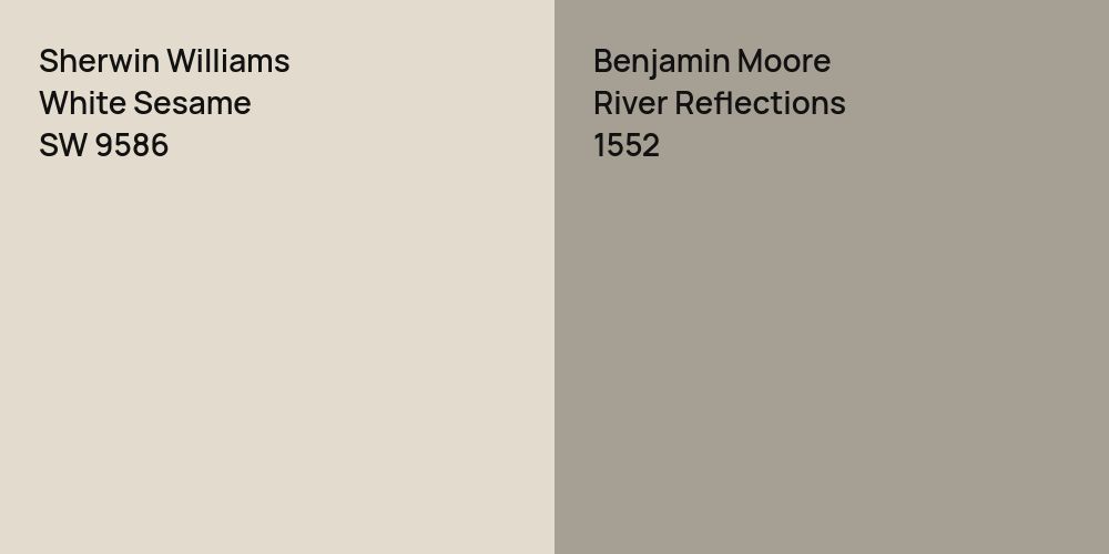 Sherwin Williams White Sesame vs. Benjamin Moore River Reflections