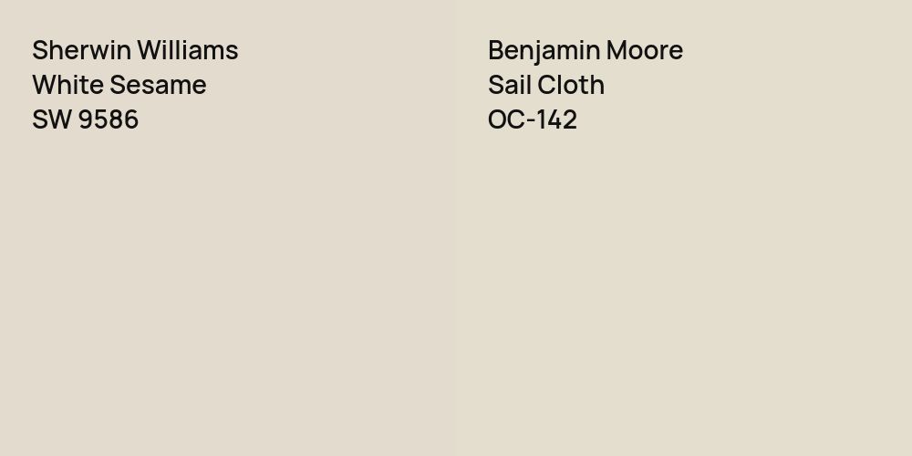 Sherwin Williams White Sesame vs. Benjamin Moore Sail Cloth