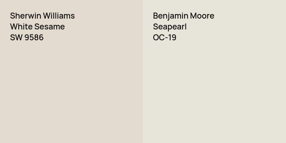 Sherwin Williams White Sesame vs. Benjamin Moore Seapearl