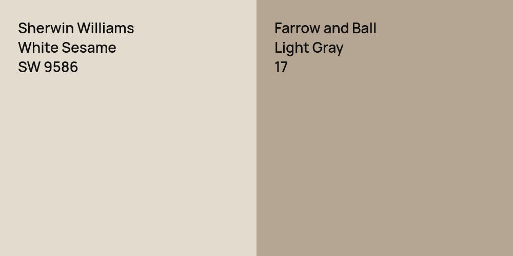 Sherwin Williams White Sesame vs. Farrow and Ball Light Gray