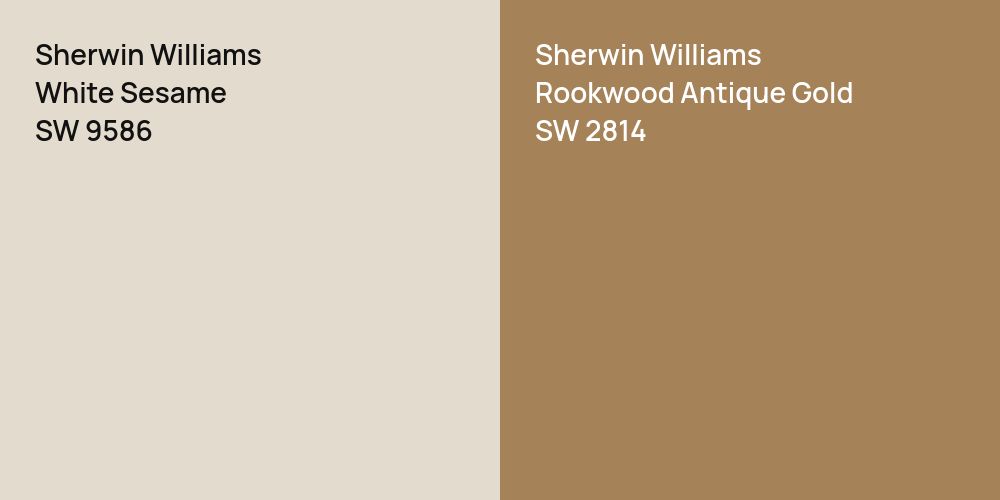 Sherwin Williams White Sesame vs. Sherwin Williams Rookwood Antique Gold