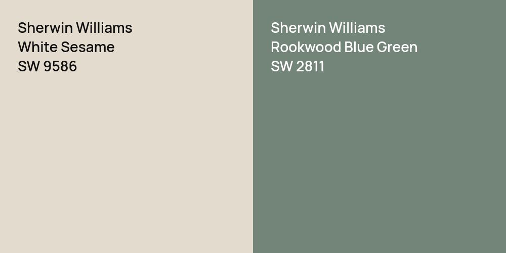 Sherwin Williams White Sesame vs. Sherwin Williams Rookwood Blue Green