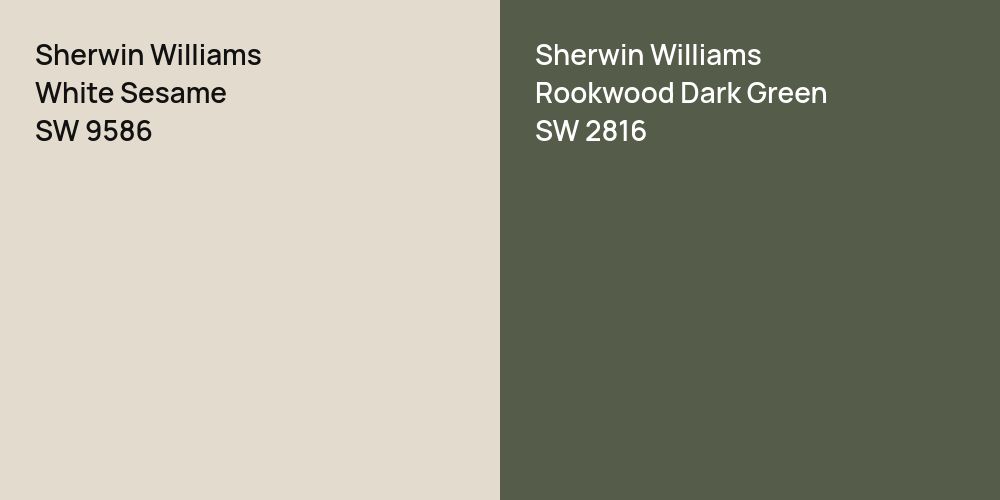 Sherwin Williams White Sesame vs. Sherwin Williams Rookwood Dark Green