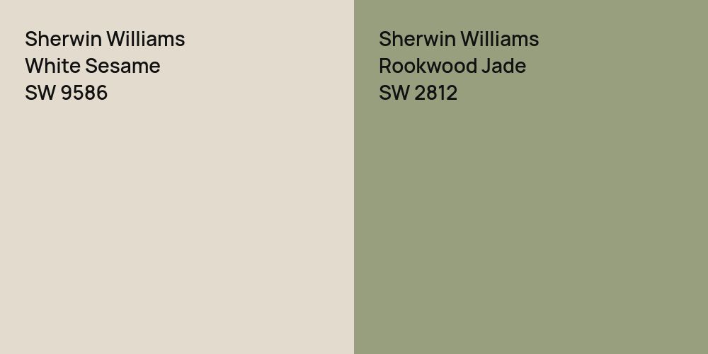 Sherwin Williams White Sesame vs. Sherwin Williams Rookwood Jade