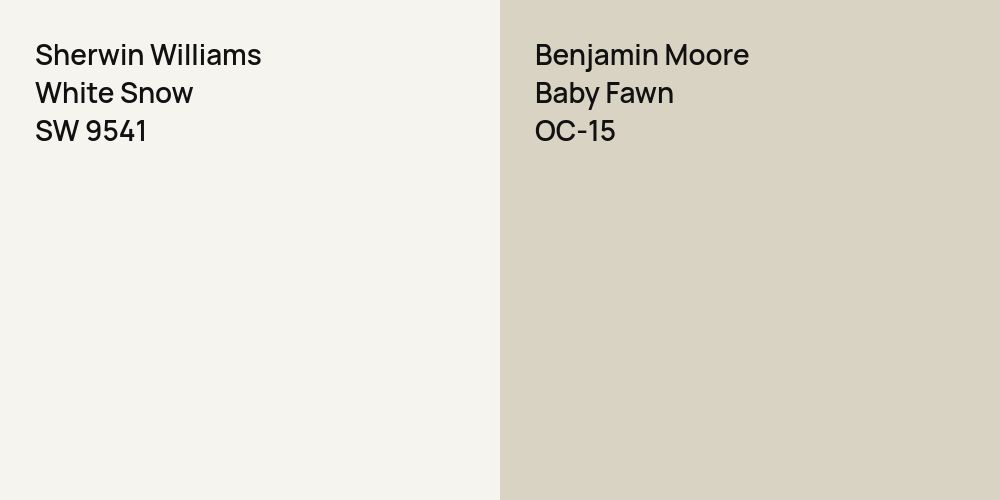 Sherwin Williams White Snow vs. Benjamin Moore Baby Fawn